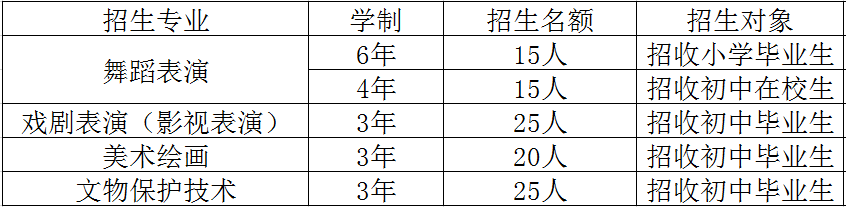 成都市文化艺术学校2023招生计划